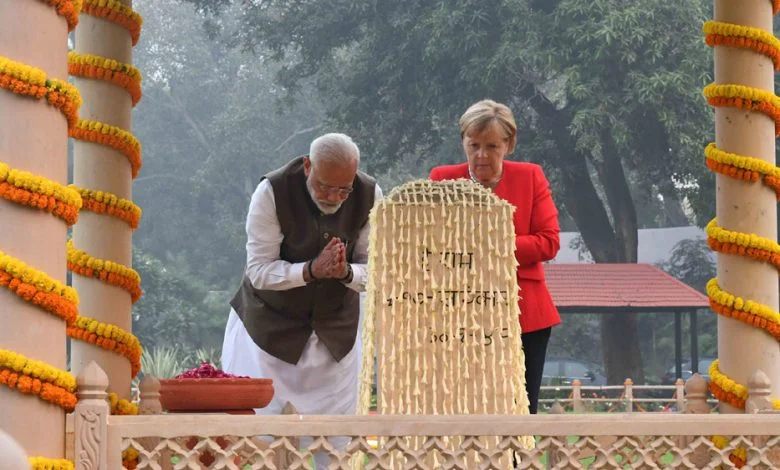 PM visits Gandhi Smriti with German Chancellor