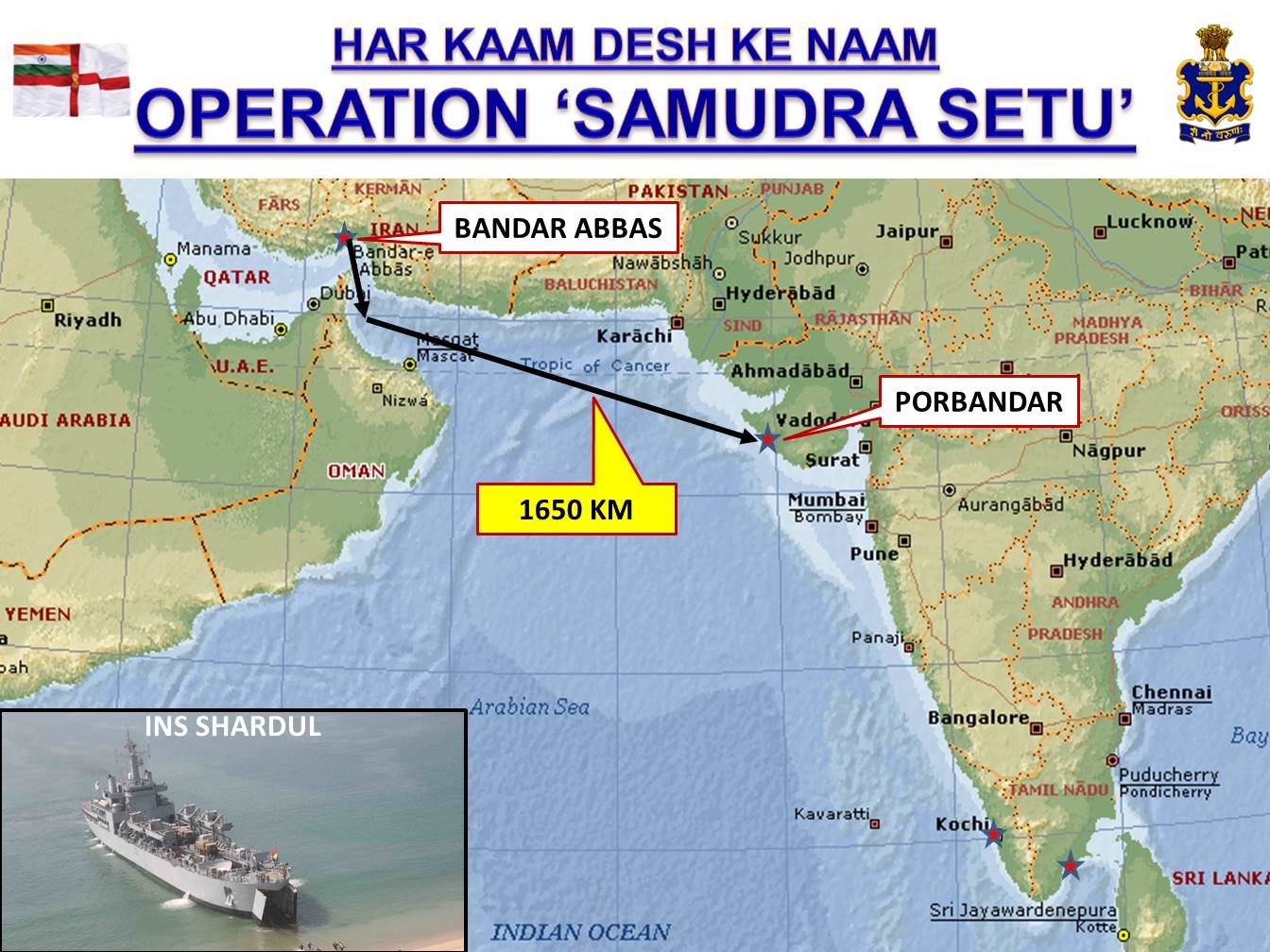 Indian Navy Commences evacuation of citizens from Islamic Republic of Iran - “SAMUDRA SETU”