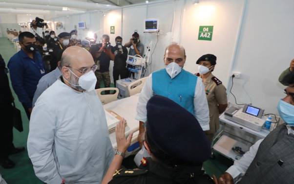 Union Home Minister Shri Amit Shah and Raksha Mantri Shri Rajnath Singh visit the 1000 Bed with 250 ICU Beds Sardar Vallabh Bhai Patel COVID19 Hospital