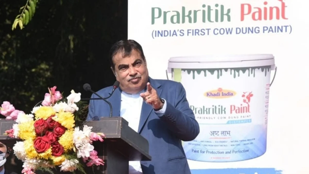Gadkari launches Khadi Prakritik paint - India’s first cow dung paint - developed by KVIC -India press release
