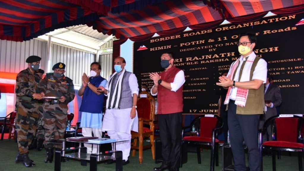 Raksha Mantri Shri Rajnath Singh dedicates to the nation 12 roads, built by BRO, in Northern and Eastern border areas