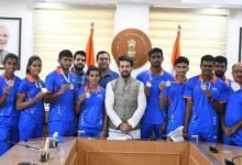 Sports Minister Shri Anurag Thakur interacts with India’s ‘World 2021 U20 Athletics Championship’Medalists