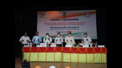 Ayush Minister Sarbananda Sonowal launches a campaign for the distribution of prophylactic medicines at the National Institute of Ayurveda, Jaipur