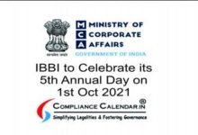 Photo of IBBI to celebrate its 5th Annual Day on 1st Oct. 2021
