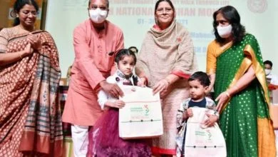 MoS, WCD Ministry, Dr. Munjpara Mahendrabhai Distributes Nutritional Kits To Beneficiaries At Pachgaon Village In Haryana
