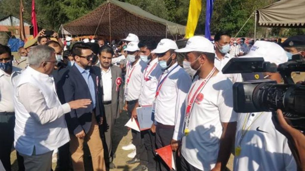 Union Sports Minister Shri Anurag Thakur lays foundation stone of ZPEO, playfield; Inaugurates PMGSY road