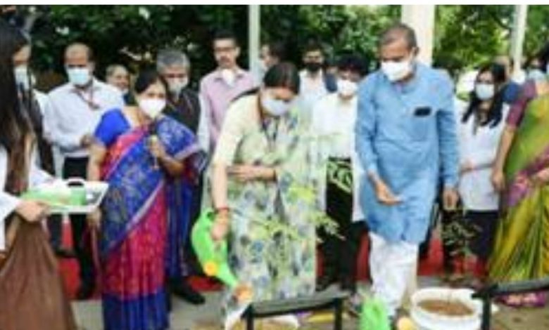 Women and Child Development Minister Smriti Zubin Irani inaugurates NUTRI GARDEN at All India Institute of Ayurveda