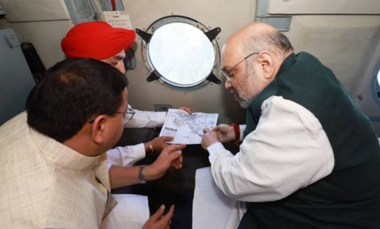 Union Minister of Home Affairs and Minister of Cooperation Shri Amit Shah conducted an aerial survey to review the situation in Uttarakhand following rains, floods and landslides