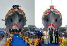 First of the four ships under Survey Vessel (Large) project for Indian Navy launched in the presence of Shri Ajay Bhatt at GRSE, Kolkata