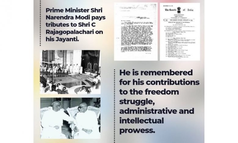 PM pays tributes to Shri C. Rajagopalachari on his Jayanti