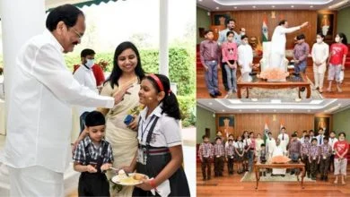 Photo of Vice President celebrates Holi with school children at his residence