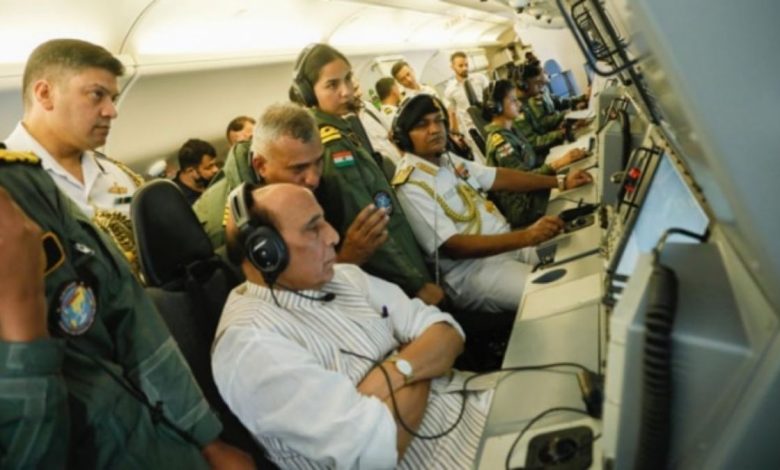 HON'BLE RAKSHA MANTRI ONBOARD INDIAN NAVY'S P8I AIRCRAFT