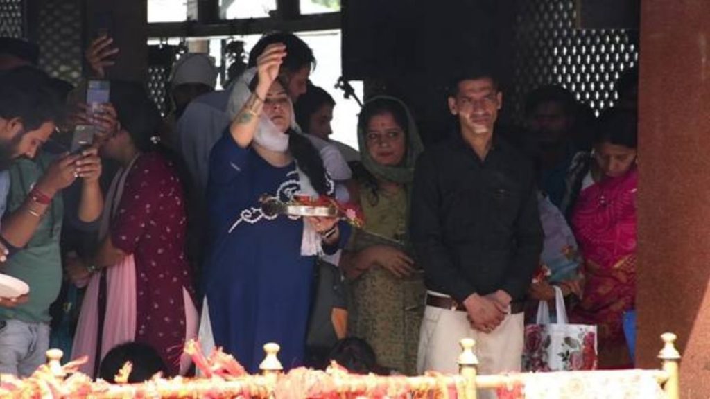 Large crowds of Kashmiri Pandits and devotees gathered at Mata Kheer Bhavani Temple on the occasion of Jyestha Ashtami
