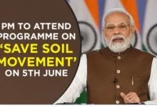 PM to attend the programme on  ‘Save Soil Movement’ on 5th June
