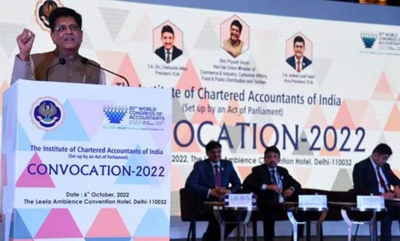 Minister asks Chartered Accountants of India to strive to take Indian Chartered Accountancy Firms to the global level