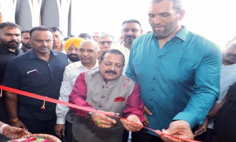 Union Minister Dr Jitendra Singh inaugurates the Wellness Centre set up by WWE fame "The Great Khali" alias Dalip Singh Rana near Karnal in Haryana