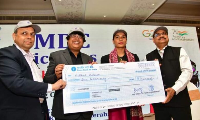 NMDC felicitates its Brand Ambassador and World Champion Nikhat Zareen