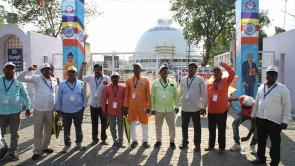 Passengers of the Bharat Gaurav Tourist train tour on Ambedkar Circuit visit Deeksha Bhoomi and Dragon Palace in Nagpur