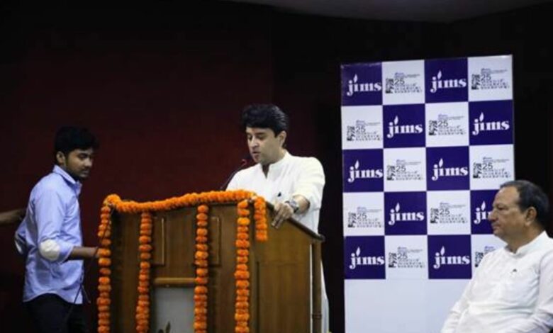 Shri Jyotiraditya M. Scindia attends the "100th Episode of Mann ki Baat” Program with students and faculty of JIMS, New Delhi