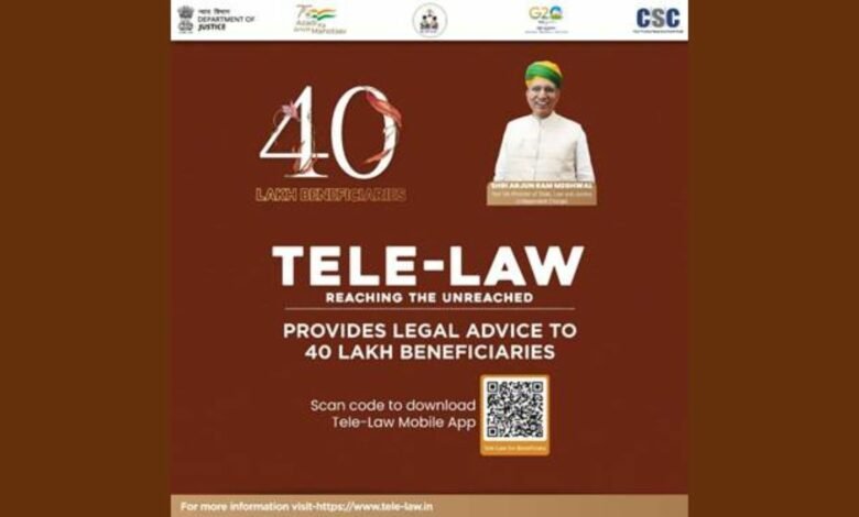 Tele-Law Programme Achieves New Milestone:40 Lakh Beneficiaries empowered with pre-litigation  advice