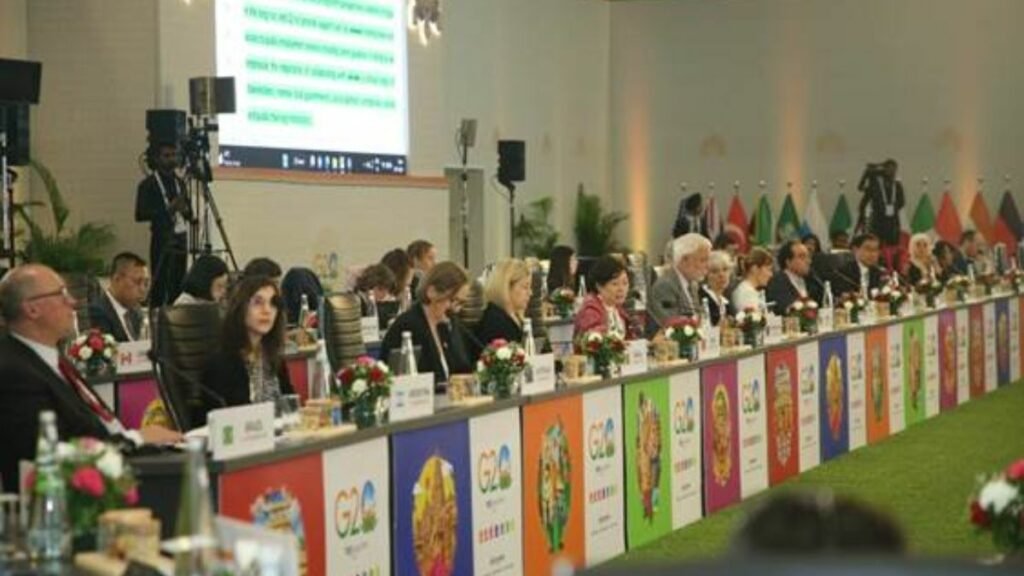 India makes a presentation on e-Shram, the world’s largest database of unorganised workers and the National Career Service Portal during the 4th G20 EWG meeting