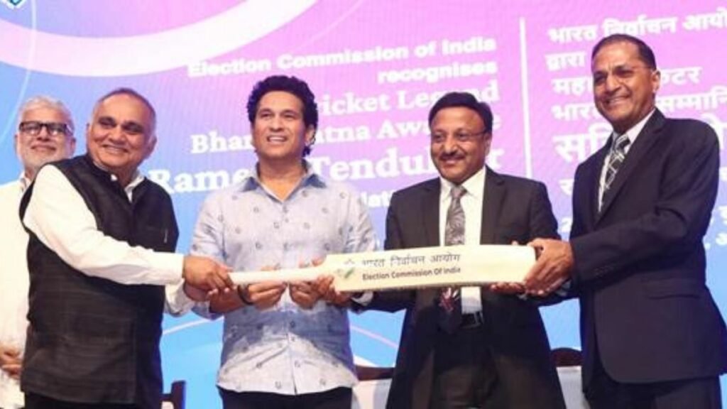 Cricket Legend and Bharat Ratna awardee Sachin Tendulkar begins his innings as National Icon for ECI, to bat for greater voter turnout