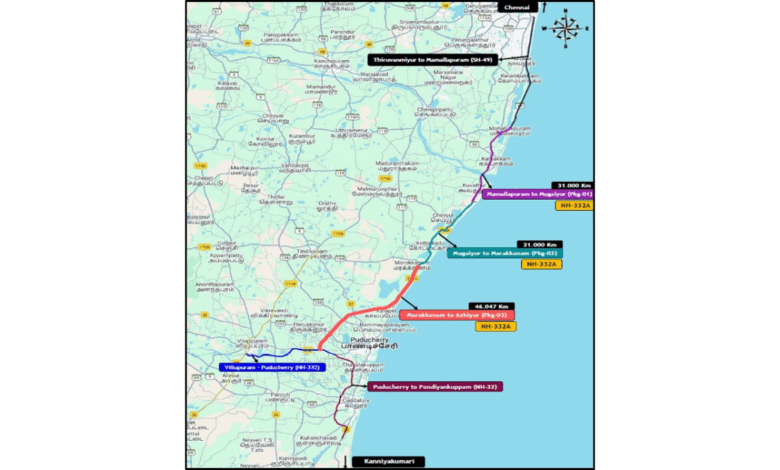 Cabinet approves construction of 4-lane Marakkanam – Puducherry (NH-332A) in Tamilnadu on Hybrid Annuity Mode with an outlay of Rs.2157 crore
