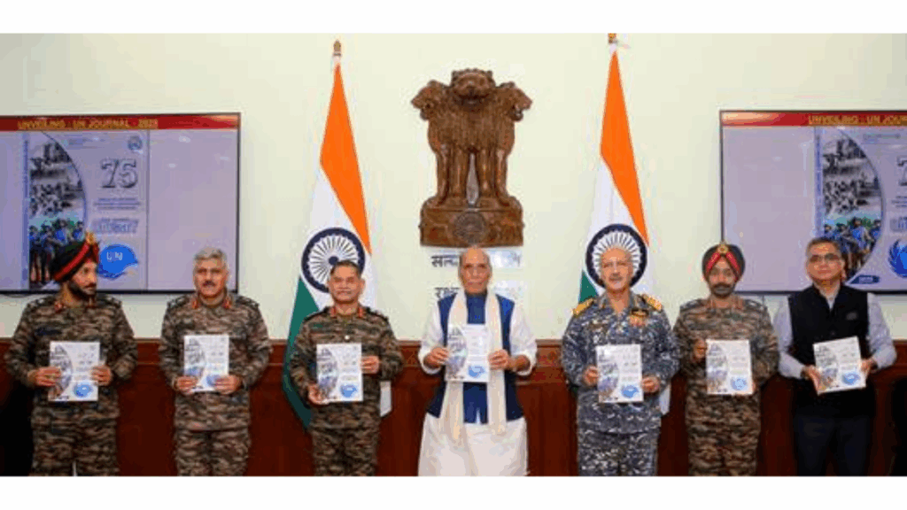 Raksha Mantri interacts with global women peacekeepers taking part in UN Women Military Officers Course 2025 in New Delhi