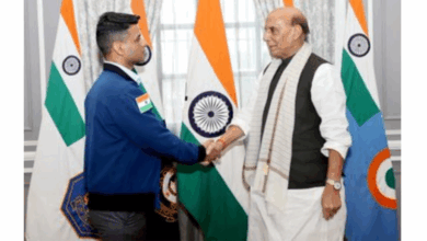 Raksha Mantri meets Gp Capt Shubhanshu Shukla, the first Indian astronaut onboard the International Space Station