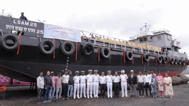 LAUNCH OF ELEVENTH ACTCM BARGE, LSAM 25 (YARD 135)