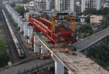 Completion of Bridge over Girdhar Nagar Flyover in Ahmedabad District for Mumbai Ahmedabad Bullet Train Project