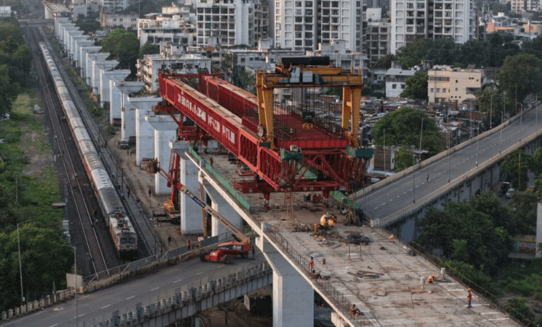 Completion of Bridge over Girdhar Nagar Flyover in Ahmedabad District for Mumbai Ahmedabad Bullet Train Project